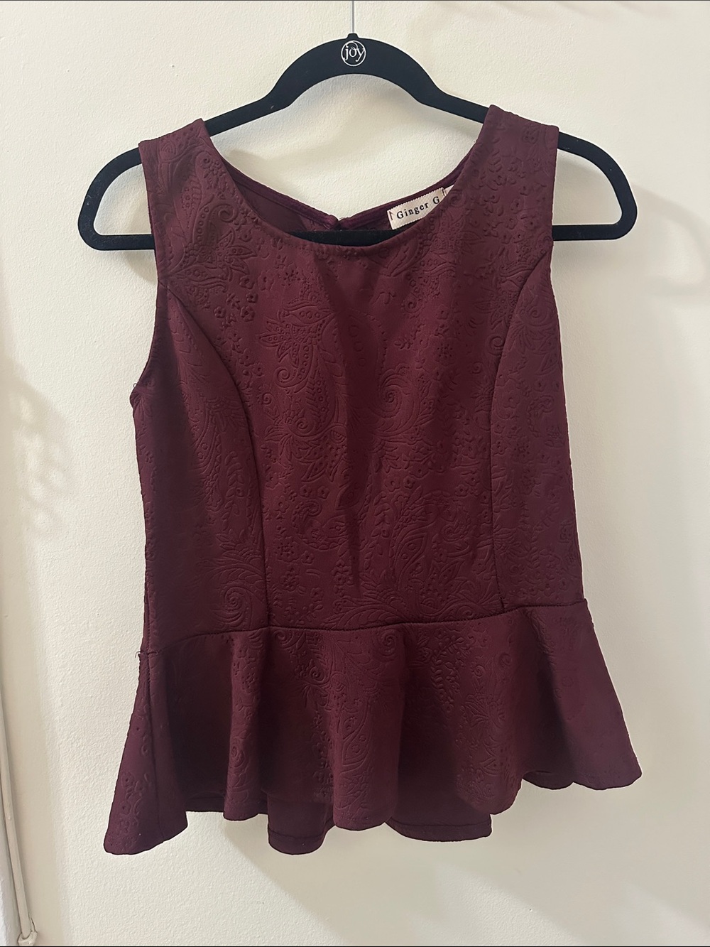Ginger G Burgundy Textured Peplum Camisole
